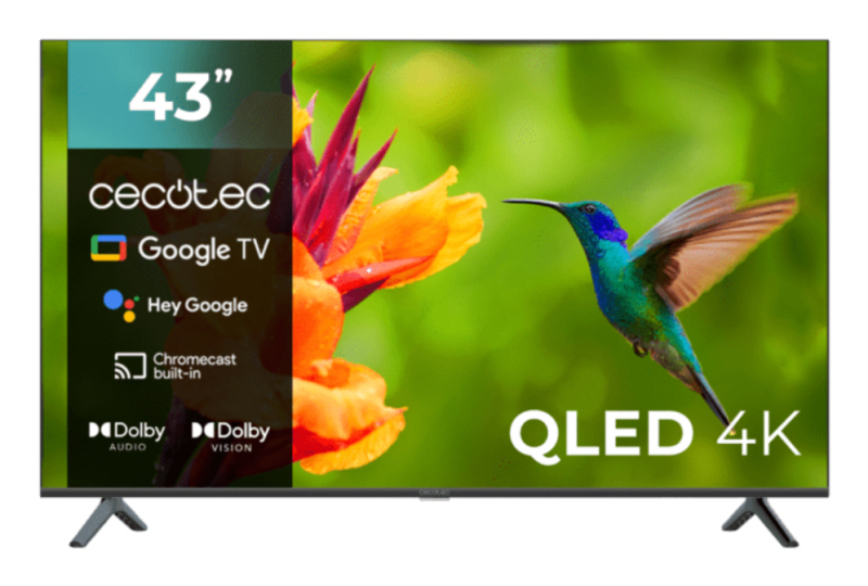 TELEVISIONN QLED 43" CECOTEC 4K UHD GOOGLE TV HDMI USB GOOGLE CHROMECAST