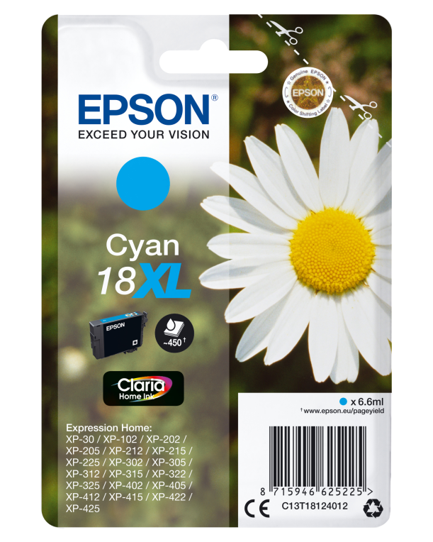TINTA EPSON EXPRESION HOME 18XL CIAN  XP102 205 215 305 405