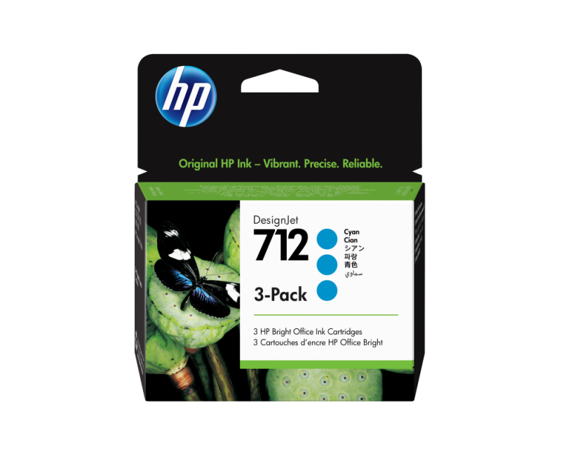 TINTA HP 712 PACK 3 CIAN