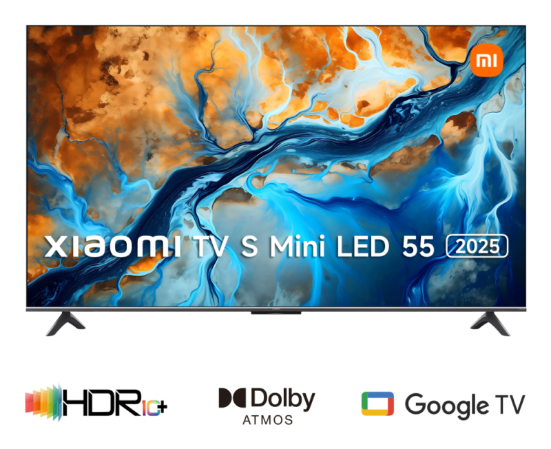 TV XIAOMI ELA5666EU S MINILED 2025 55" UHD GOOGLETV TV NEGRO USB 2.0 LAN HDMI X3