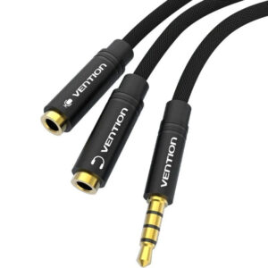 CABLE AUDIO ESTEREO JACK 3.5/M 2xJACK 2.5/H 0.3 M NEGRO VENTION
