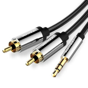 CABLE AUDIO ESTEREO JACK 3.5/M 2xRCA/M 1 M NEGRO/PLATA VENTION