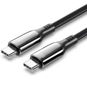 CABLE 2.0 USB-C A USB-C 100W 1.2 M NEGRO VENTION