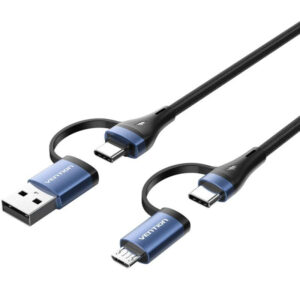 CABLE USB 2.0 TIPO USB-C/M-USB/M USB-C/M-MICROUSB/M 1 M NEGRO/AZUL VENTION