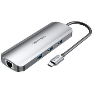 DOCKING STATION 9 PUERTOS USB-C HDMI/3xUSB-A/USB-C PD/RJ45/LECTOR.. GRIS VENTION