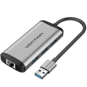 HUB 4 PUERTOS USB 3.0 3xUSB RJ45 0.15 M GRIS VENTION
