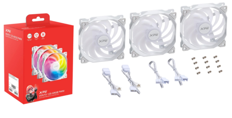VENTILADOR CAJA XPG VENTO 120MM BLANCO RGB X3
