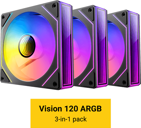 KIT 3 VENTILADORES AUXILIAR VISION 120 A-RGB NEGRO ANTEC
