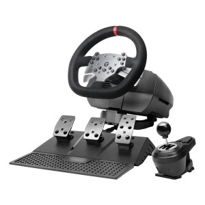 VOLANTE MARS GAMING MWHRSX FORCE FEEDBACK MOTOR DUAL PEDALES Y PALANCA MULTIPLATAFORMA